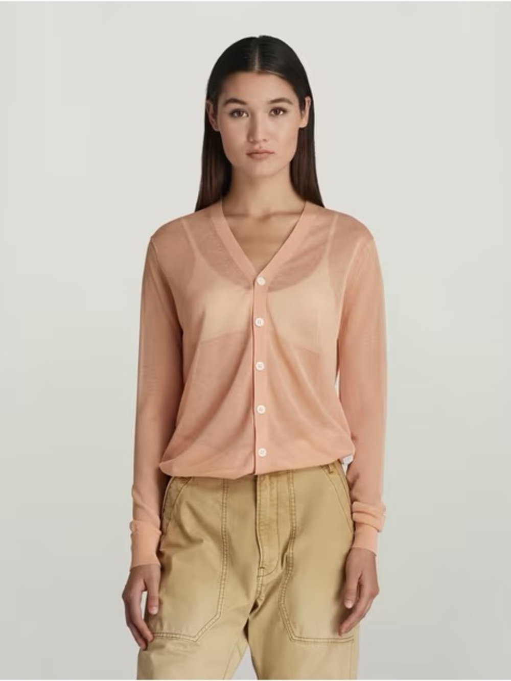 G-Star RAW Core Cardigan Knit Peach Nougat Size L NWT